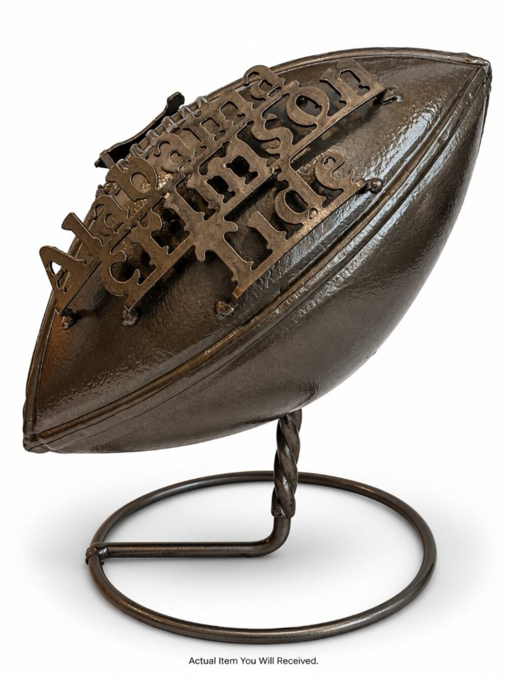 🏈 Alabama Crimson Tide Metal Football Sculpture Handcrafted Art Display Rare 🐘